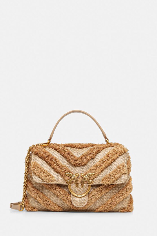 Τσάντα Pinko απομίμηση λείου δέρματος μπεζ 100043.A2CD