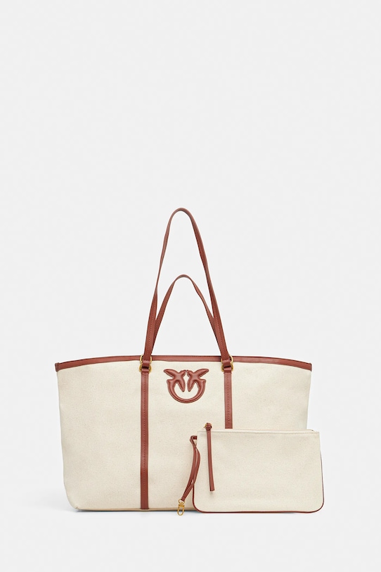 Pamučna torba Pinko bez remena bež 104715.A2G2