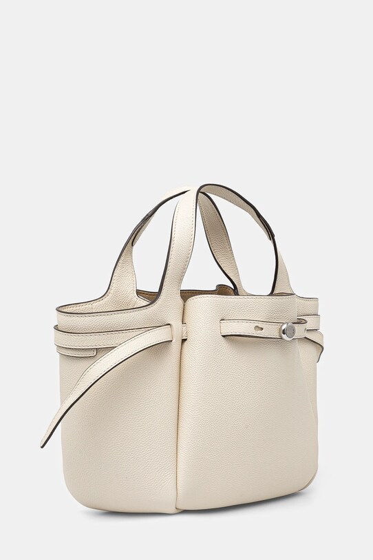 Δερμάτινη τσάντα Tory Burch Romy Pebbled Satchel 164866.921 μπεζ SS25
