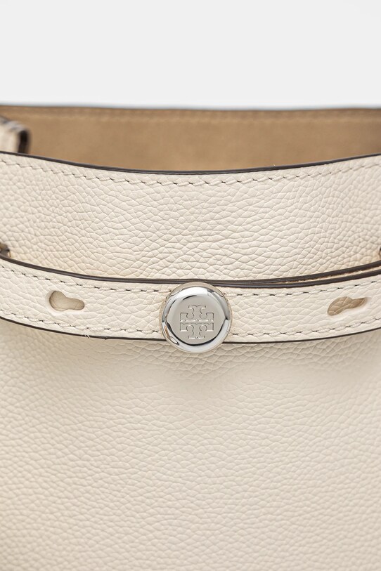Δερμάτινη τσάντα Tory Burch Romy Pebbled Satchel 164866.921 μπεζ
