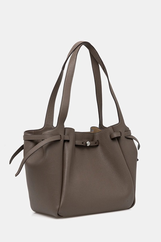 Tory Burch torebka skórzana Romy Pebbled Tote 163388.001 brązowy AW25
