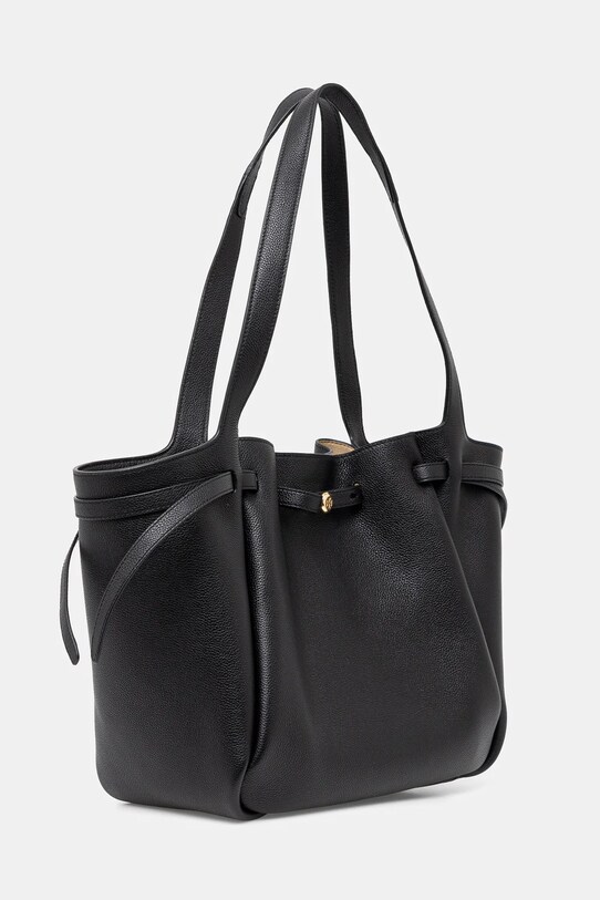 Kožna torba Tory Burch Romy Pebbled Tote 163388.001 crna SS25