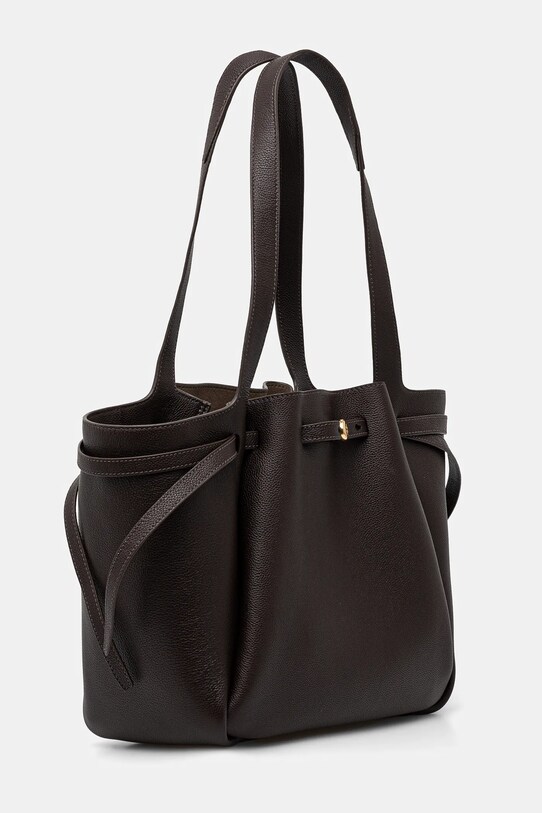 Δερμάτινη τσάντα Tory Burch Romy Pebbled Tote 163388.200 καφέ SS25