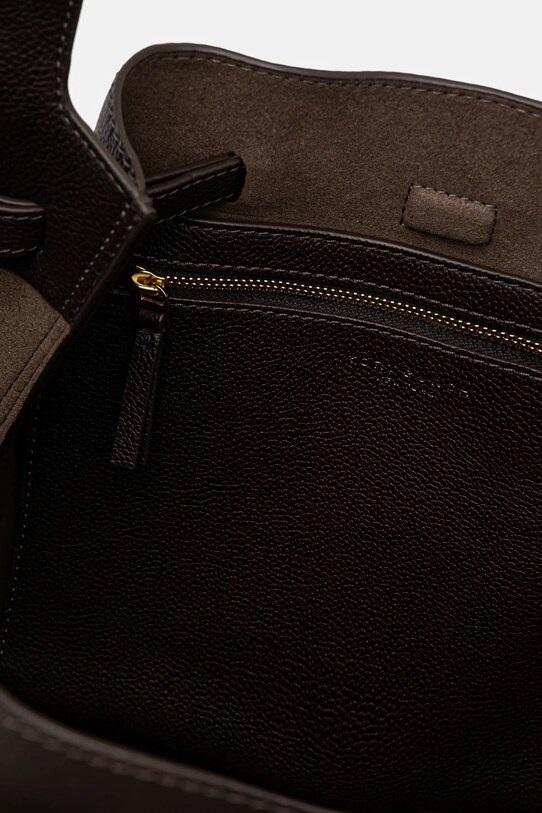 Δερμάτινη τσάντα Tory Burch Romy Pebbled Tote 163388.200 καφέ