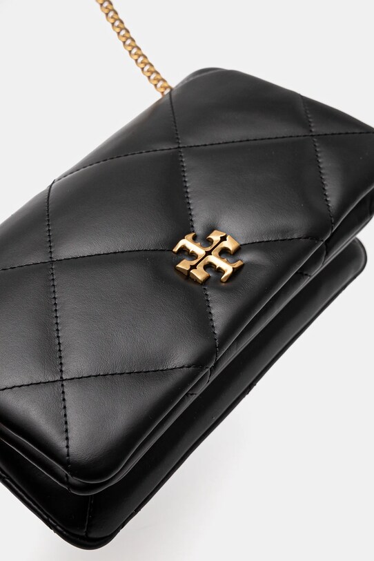 Accesorii Tory Burch poseta de piele Kira Diamond Quilt 158624.001 negru