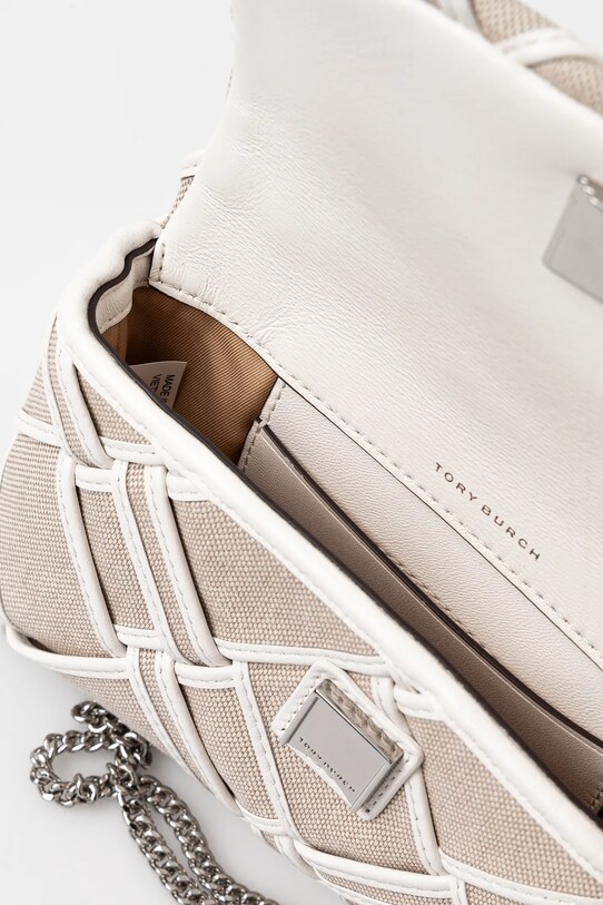 Tory Burch geantă Kira Woven Canvas Mini Flap 154831.250 bej