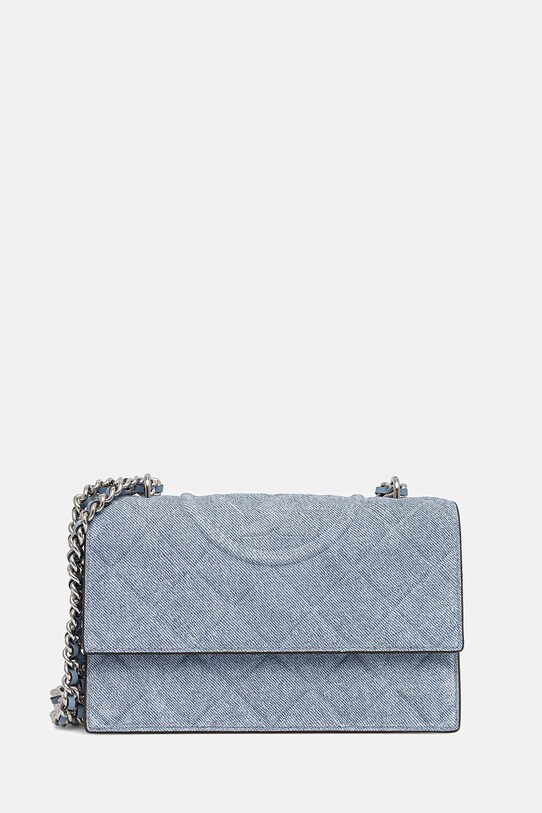 Kabelka Tory Burch Fleming Denim Small semišová koža modrá 167750.426
