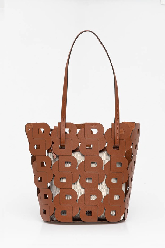 Kožená kabelka BOSS přírodní kůže hnědá 50541981