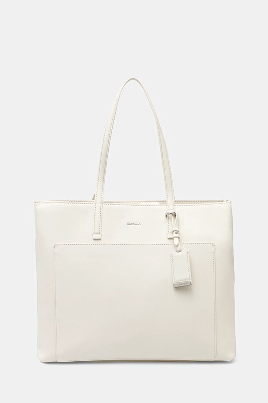 Torbica Calvin Klein Imitacija zrnatega usnja bež K60K613019