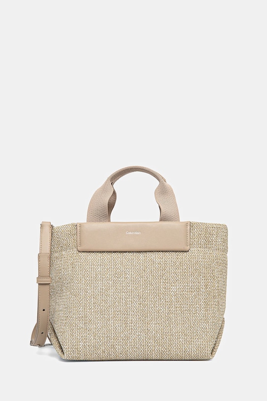 Torba Calvin Klein bez uzorka bež K60K613026