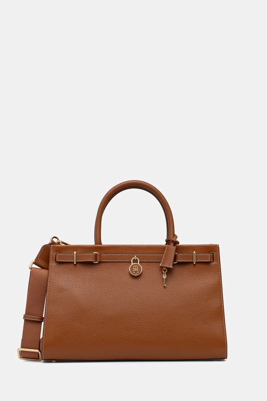 Tommy Hilfiger kézitáska nappa bőr barna AW0AW17185