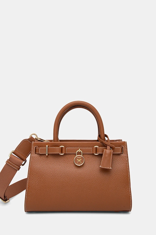 Tommy Hilfiger torebka skóra licowa brązowy AW0AW17188