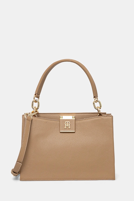Τσάντα Tommy Hilfiger απομίμηση λείου δέρματος μπεζ AW0AW17190