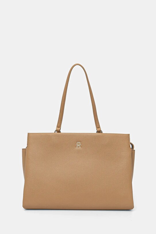 Torba Tommy Hilfiger imitacija zrnate kože smeđa AW0AW17197