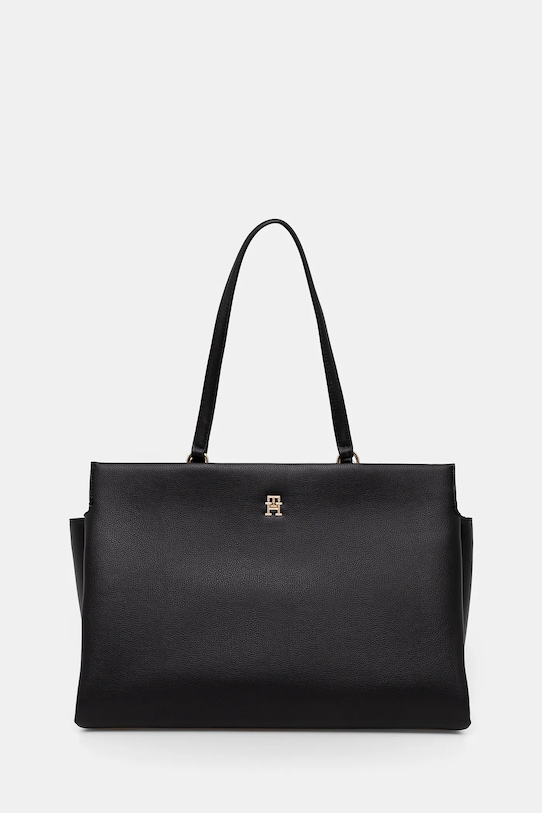 Torbica Tommy Hilfiger Imitacija zrnatega usnja črna AW0AW17197