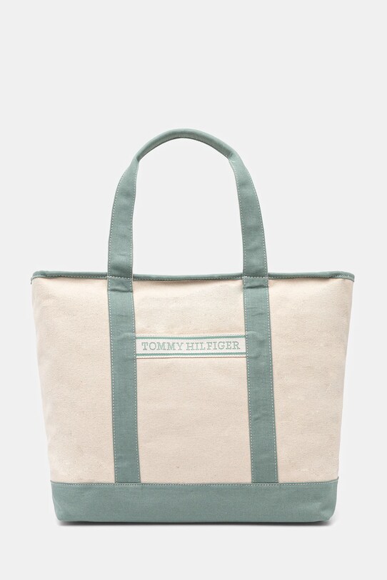 Tommy Hilfiger borsa a mano in cotone semplice beige AW0AW17421