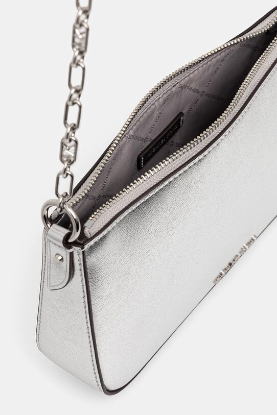 Kožená kabelka MICHAEL Michael Kors 32S4S8EW6M stříbrná