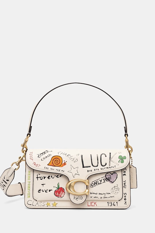 Kožená kabelka Coach Tabby nášivka béžová CAM85