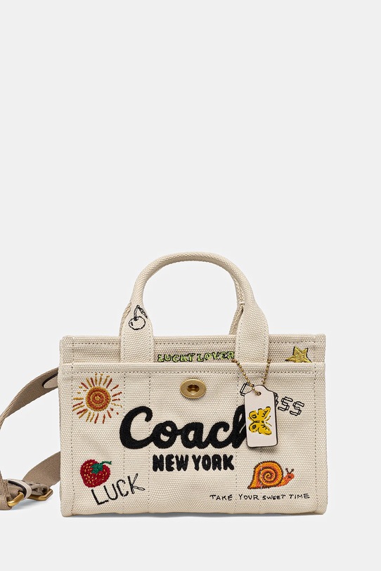 Чанта Coach надпис бежов CAN75
