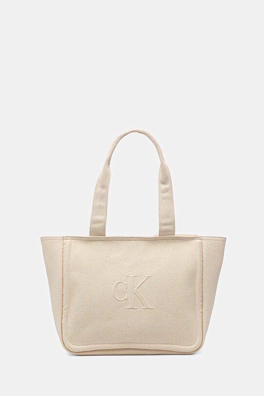 Calvin Klein Jeans borsa a mano in cotone semplice beige LV04K3098G