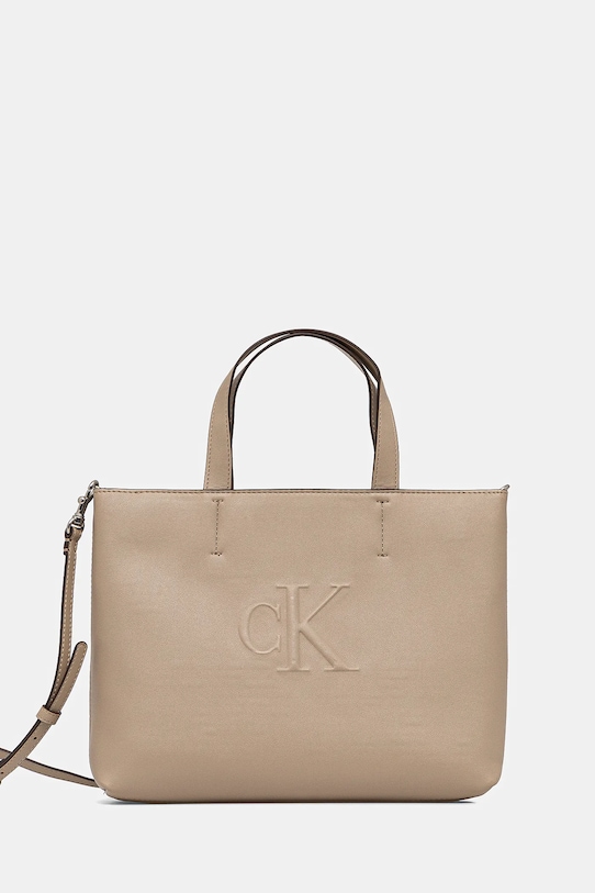 Torba Calvin Klein Jeans bez uzorka bež LV04K3111G