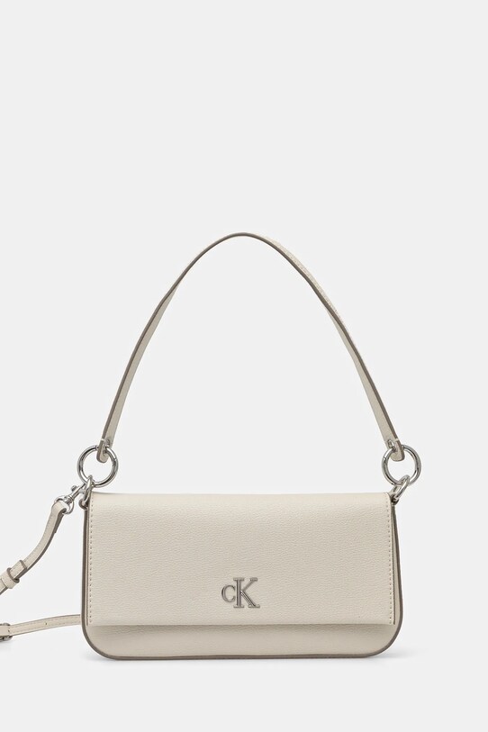 Τσάντα Calvin Klein Jeans απομίμηση λείου δέρματος μπεζ LV04K3161G