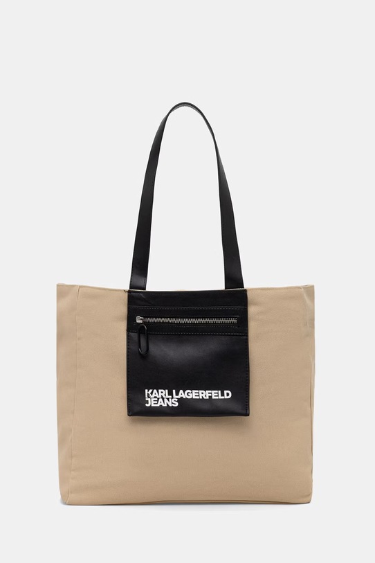 Karl Lagerfeld Jeans shopperka damska bawełniana beżowy A2W50004