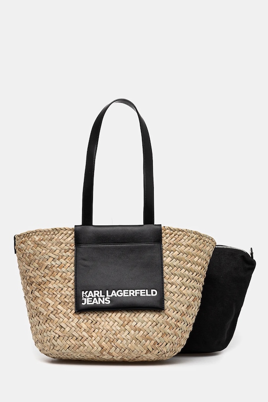 Torba Karl Lagerfeld Jeans bez uzorka bež A2W50010