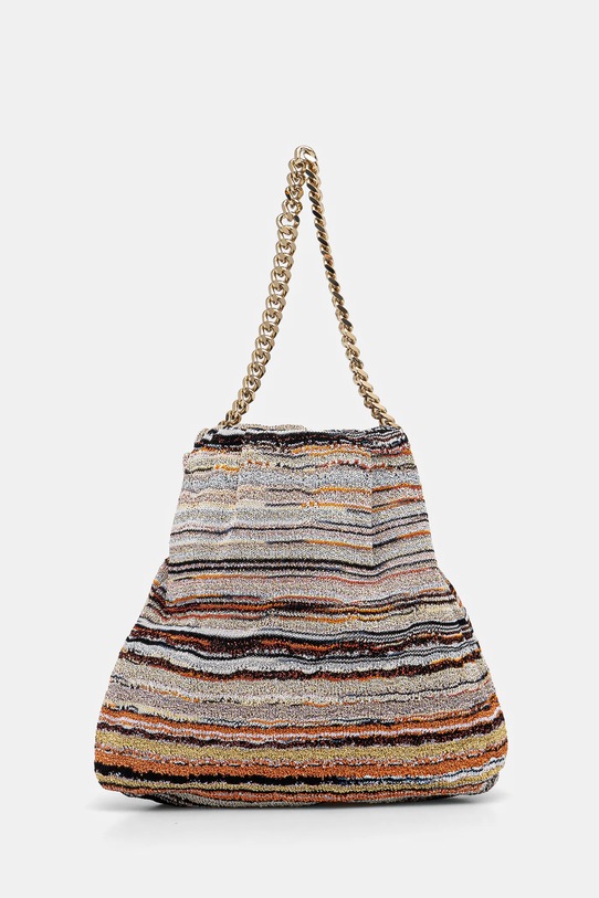Torba Missoni Drawstring Pouch Chain zrnata koža siva MI10070F.508