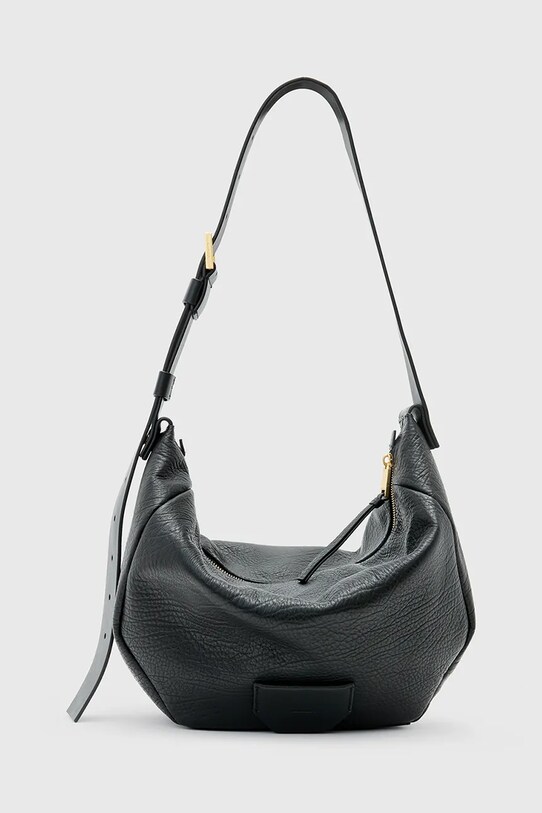 Kožna torba AllSaints MADEA bez uzorka crna W091XC