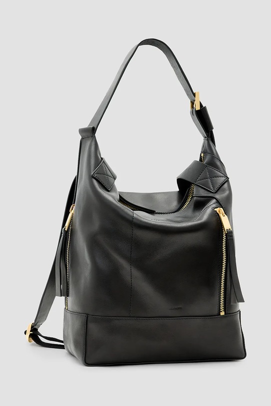 Usnjena torbica AllSaints ALBA W246XC črna SS25