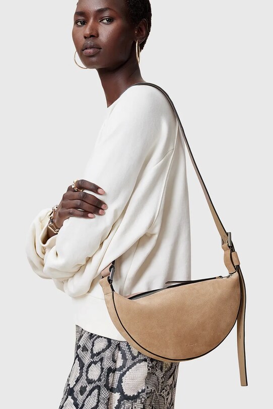 AllSaints geanta de mana din piele intoarsa HALFMOON W099XC