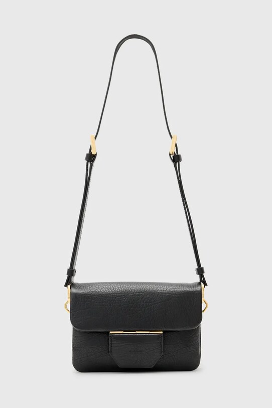 Шкіряна сумочка AllSaints JUPITER лицьова шкіра чорний W261XC