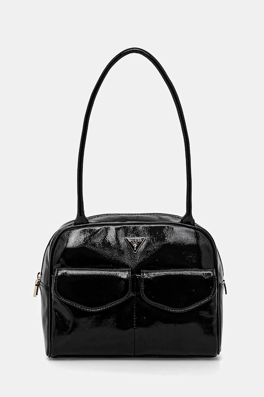 Guess kézitáska WALDENA műszálas lakkbőr fekete HWTG96.46090