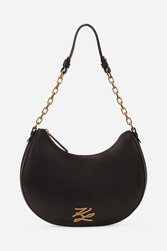 Karl Lagerfeld torebka skórzana K/AUTOGRAPH skóra licowa czarny A2W30019