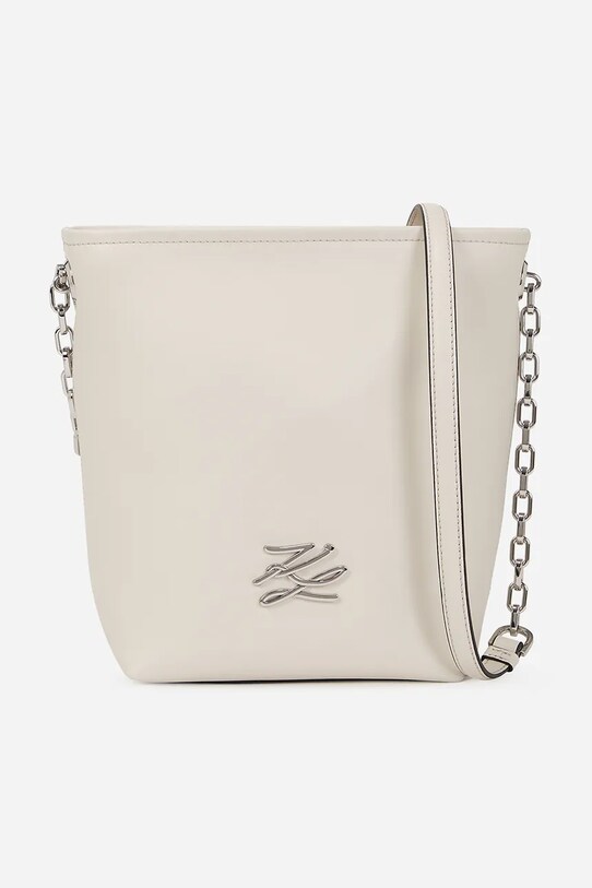 Kožená kabelka Karl Lagerfeld K/AUTOGRAPH přírodní kůže bílá A2W30201