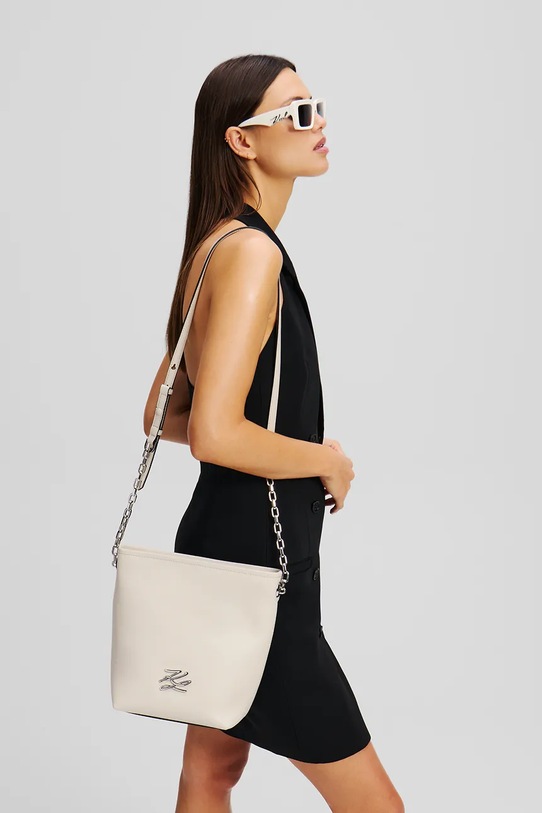 Kožená kabelka Karl Lagerfeld K/AUTOGRAPH A2W30201 bílá