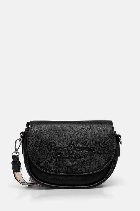 Τσάντα Pepe Jeans CRISHA MAIN απομίμηση λείου δέρματος μαύρο PL031634
