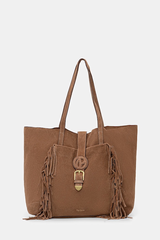 Pepe Jeans kézitáska BELLAMIE PURE velúr bőr barna PL031642