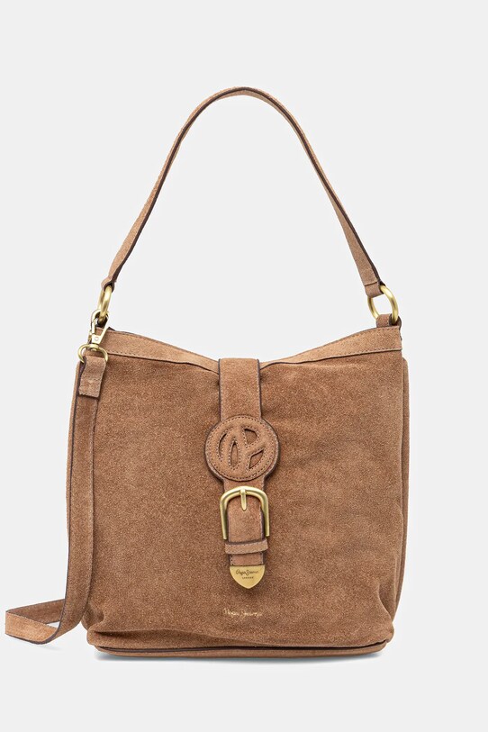 Pepe Jeans velúr táska CASSIDY SUEDE velúr bőr barna PL031654