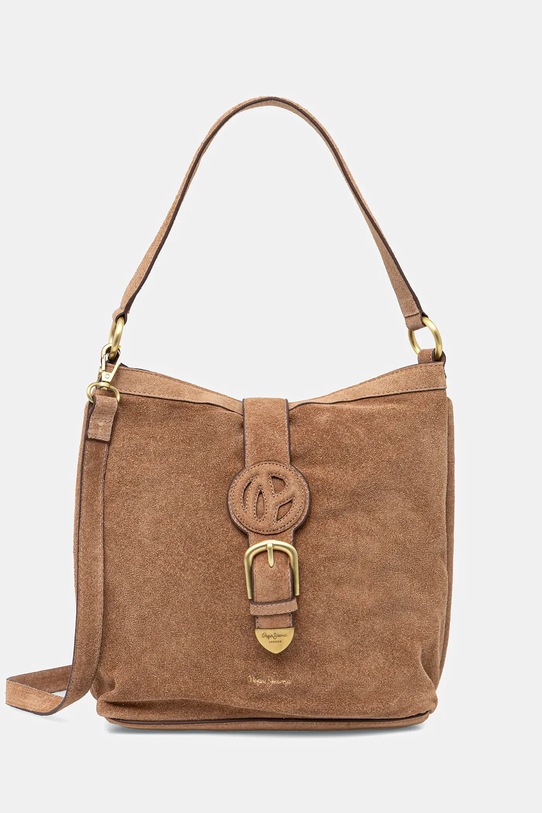 Torba od brušene kože Pepe Jeans CASSIDY SUEDE bez uzorka smeđa PL031654