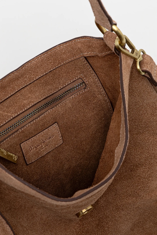 Torba od brušene kože Pepe Jeans CASSIDY SUEDE smeđa PL031654