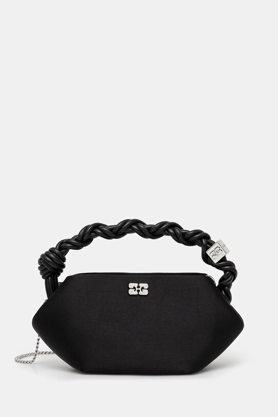 Torba GANNI Bou Bag Mini Soir Satin bez uzorka crna A6340.