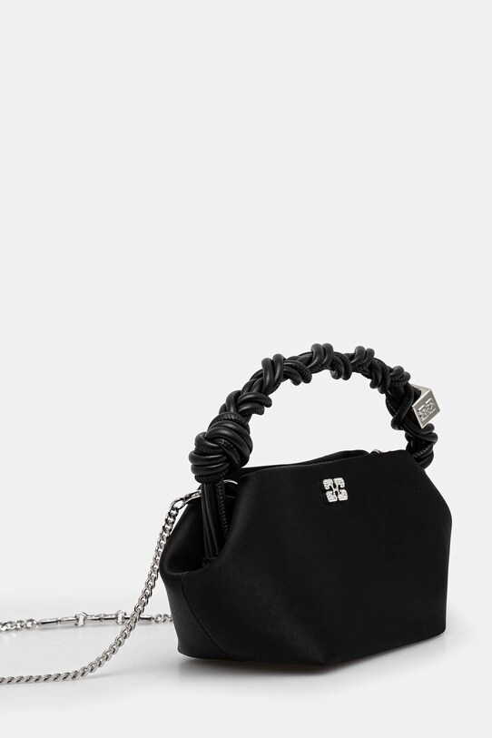 Torba GANNI Bou Bag Mini Soir Satin A6340. crna SS25