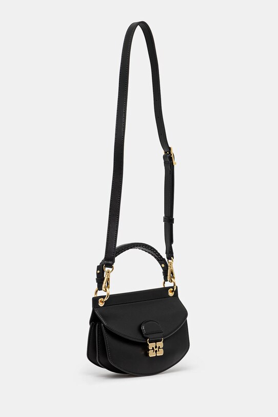 Kožna torba GANNI Apo-G Bag Mini Top Handle A6349 crna SS25