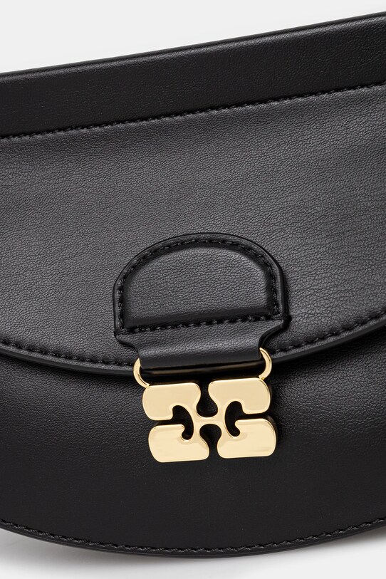 Kožna torba GANNI Apo-G Bag Mini Top Handle crna A6349