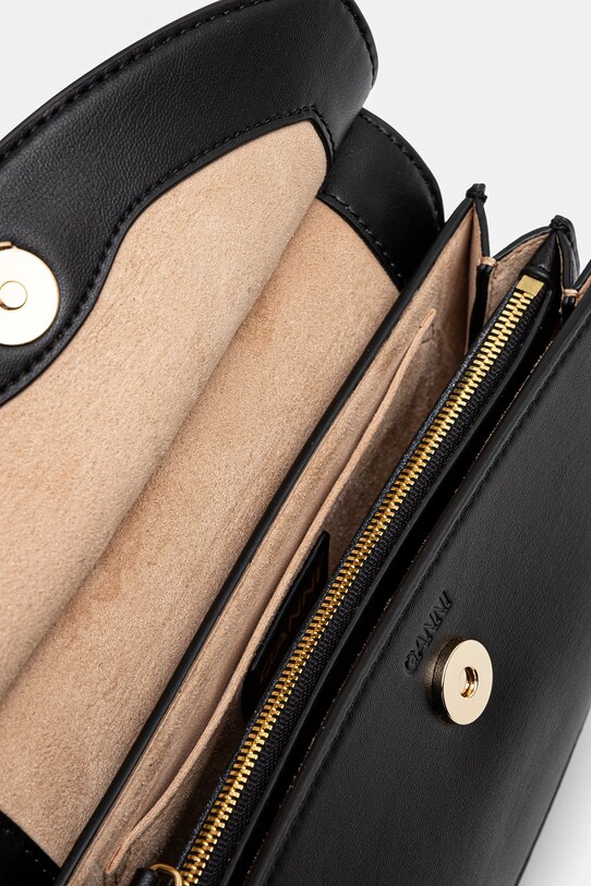 Kožna torba GANNI Apo-G Bag Mini Top Handle A6349 crna