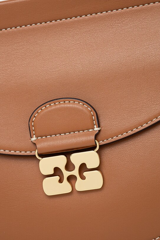 Kožna torba GANNI Apo-G Bag Small smeđa A6448