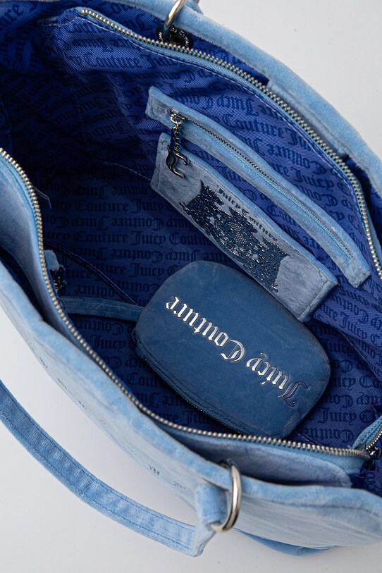 Juicy Couture torebka welurowa Kimberly niebieski BEJQL8761WPO