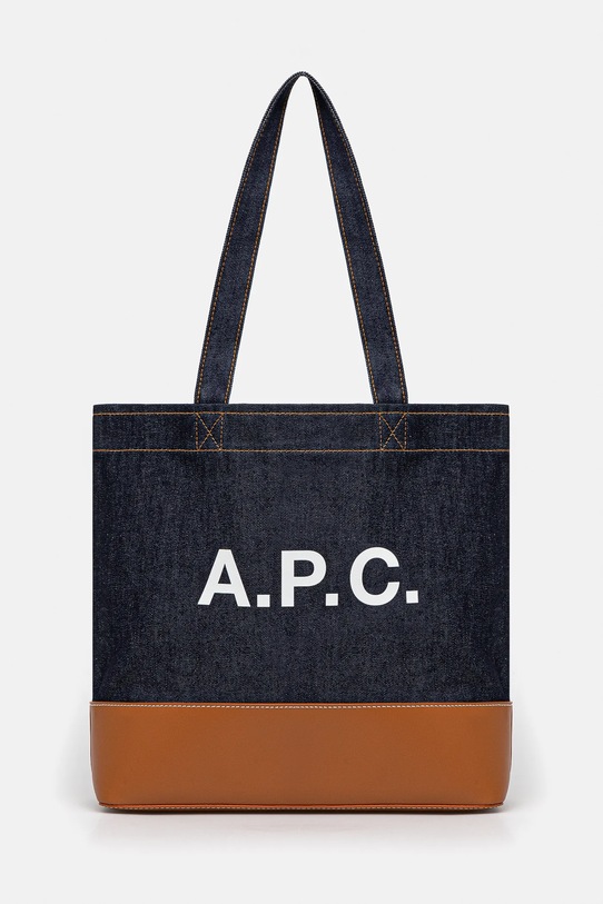 Kabelka A.P.C. Tote Axel E W přírodní kůže námořnická modř CODDP.M61917